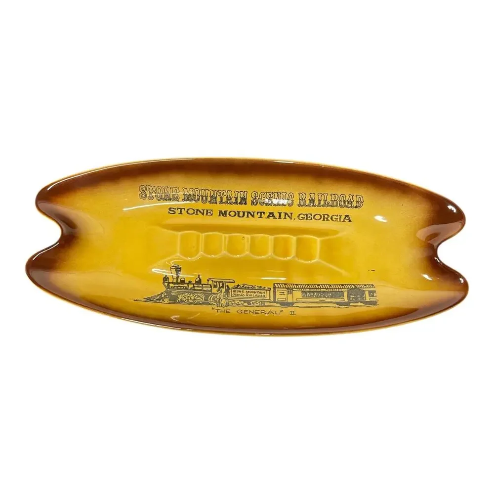 Vintage Mid-Century Ceramic Ashtray – “The General II” Train – Stone Mountain